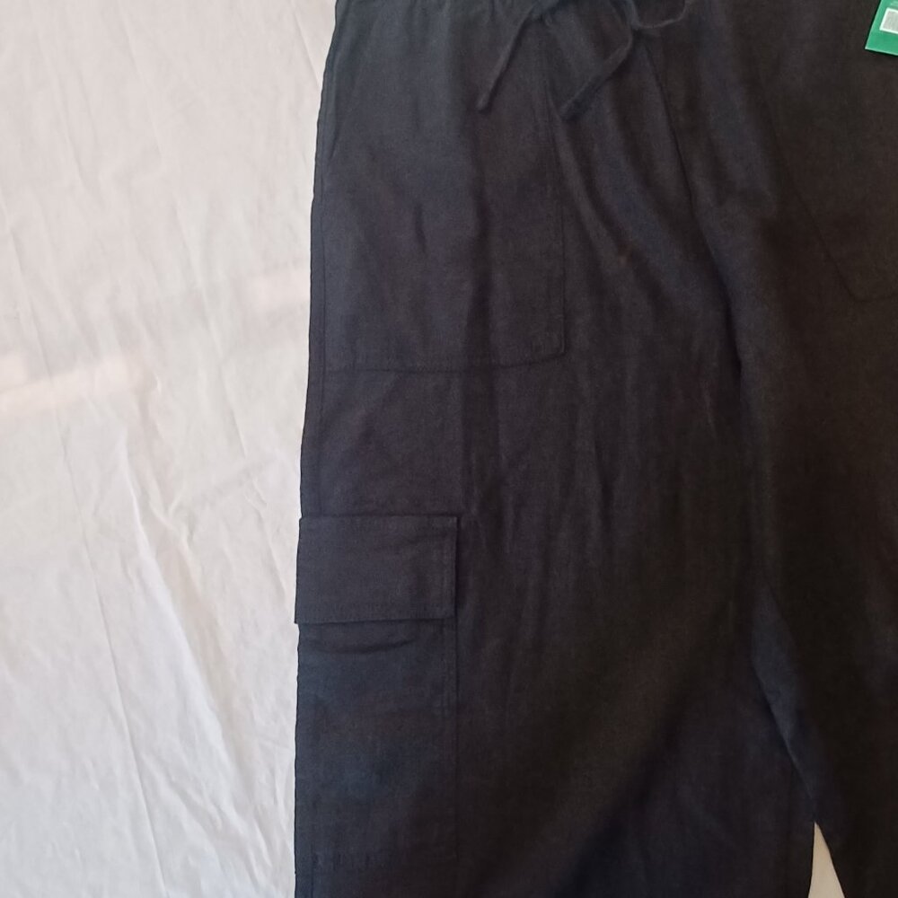 NWT GAP  Black Pull On Mid Rise Wide Leg Linen Pants Lightweight - Picture 10 of 14